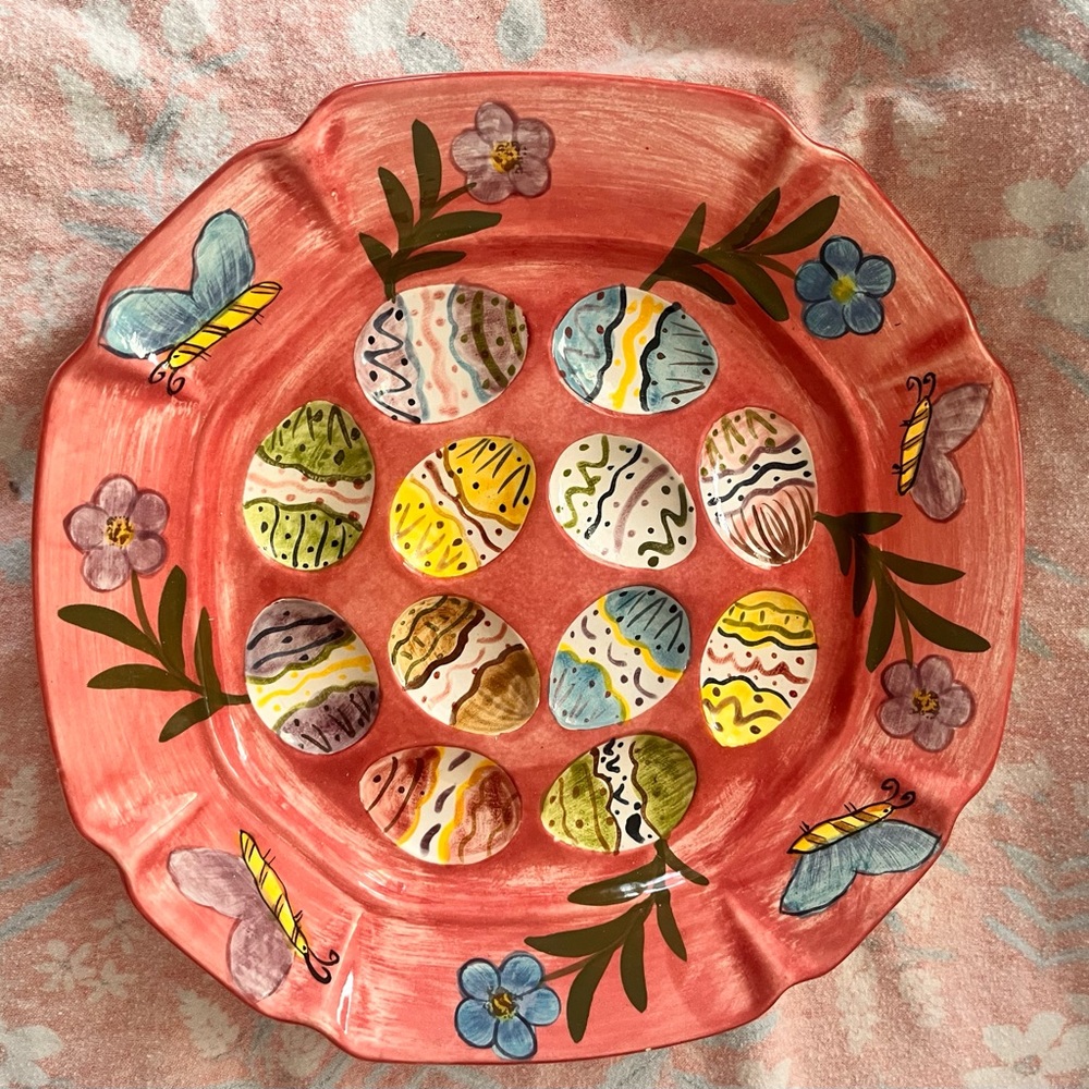 Gates Ware By Designer Laurie Gates 12" Deviled Egg Serving Plate For Easter